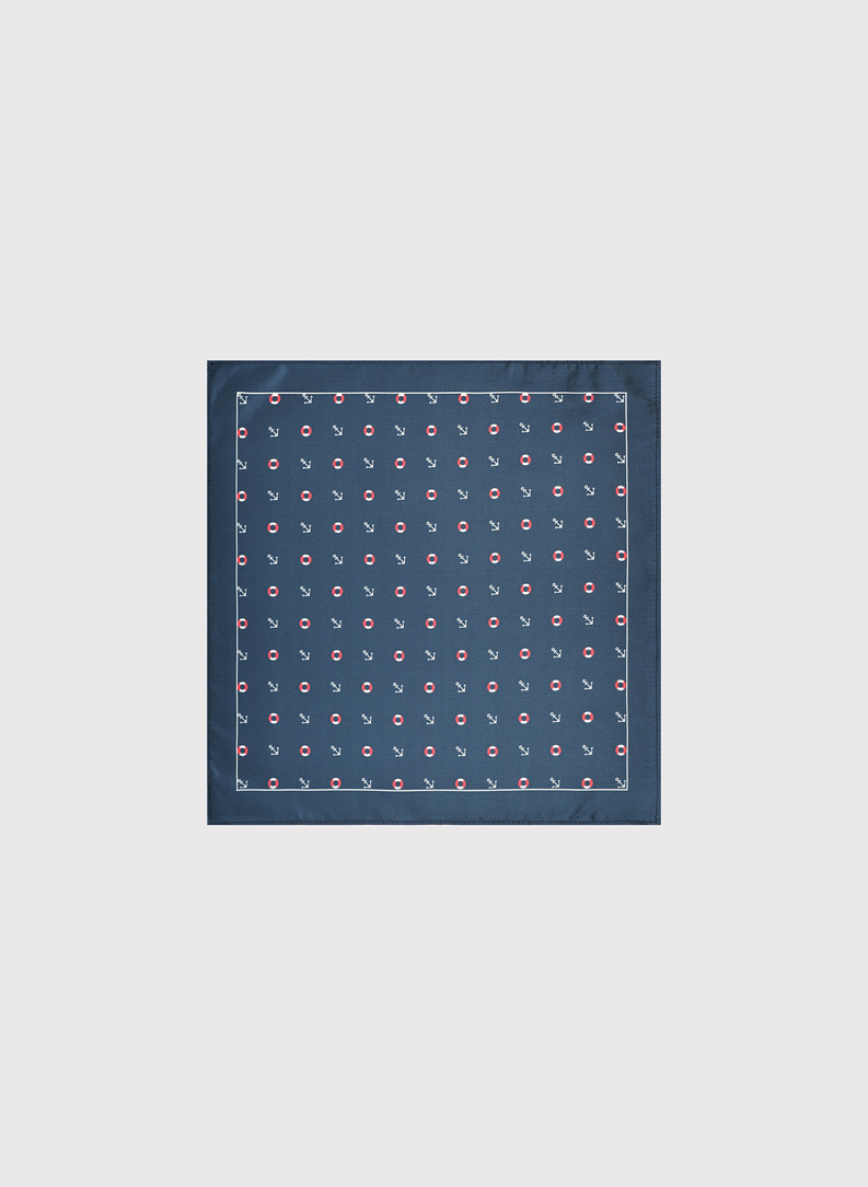 Tamsiai mėlyna raštuota kišeninė nosinaitė