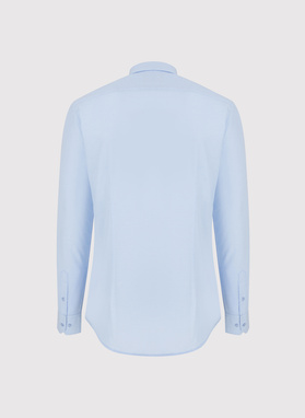 Mėlyni medvilniniai vyriški marškiniai