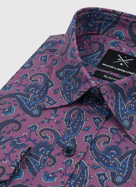 Violetiniai marškiniai peislio raštu