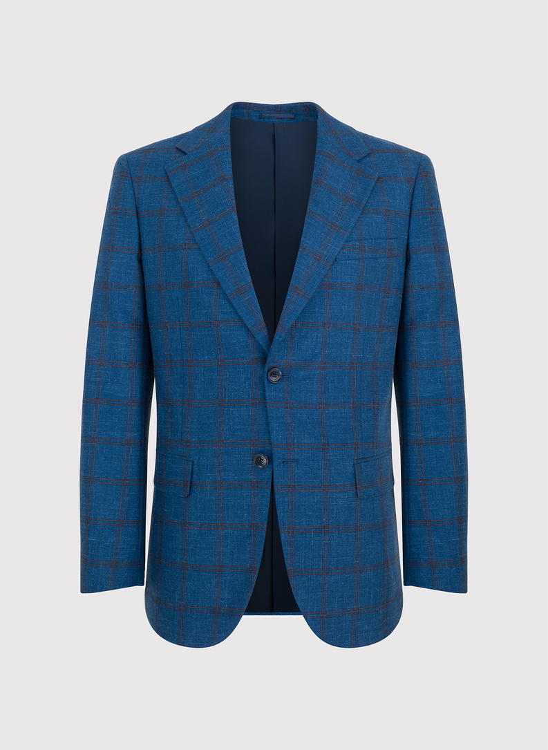 Tamsiai mėlynas languotas švarkas