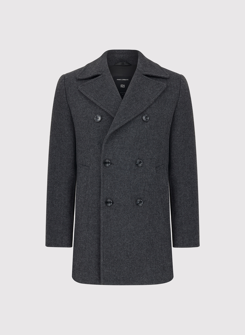 Pilkas dvieilis lietpaltis su vilna