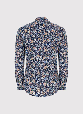 Tamsiai mėlyni gėlėti marškiniai