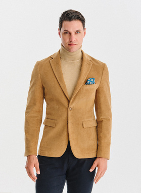 Smėlinis kordinio velveto vyriškas švarkas