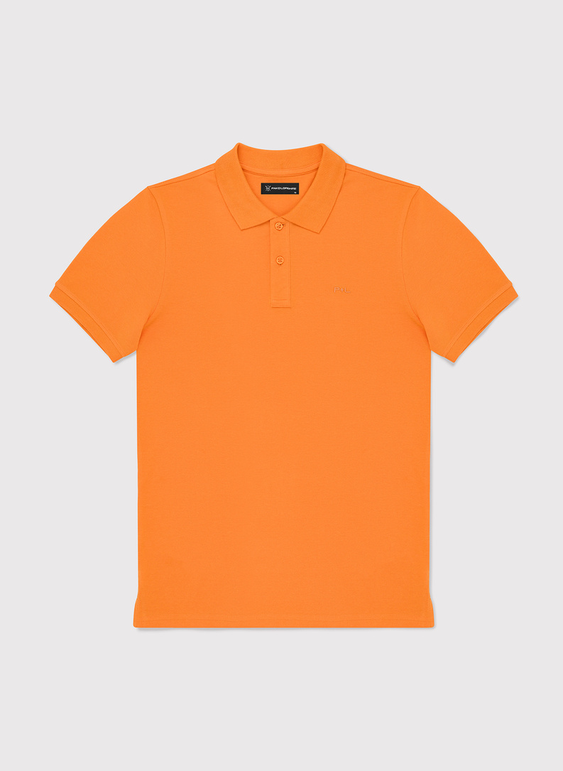 Oranžinės spalvos polo T marškinėliai be raštų