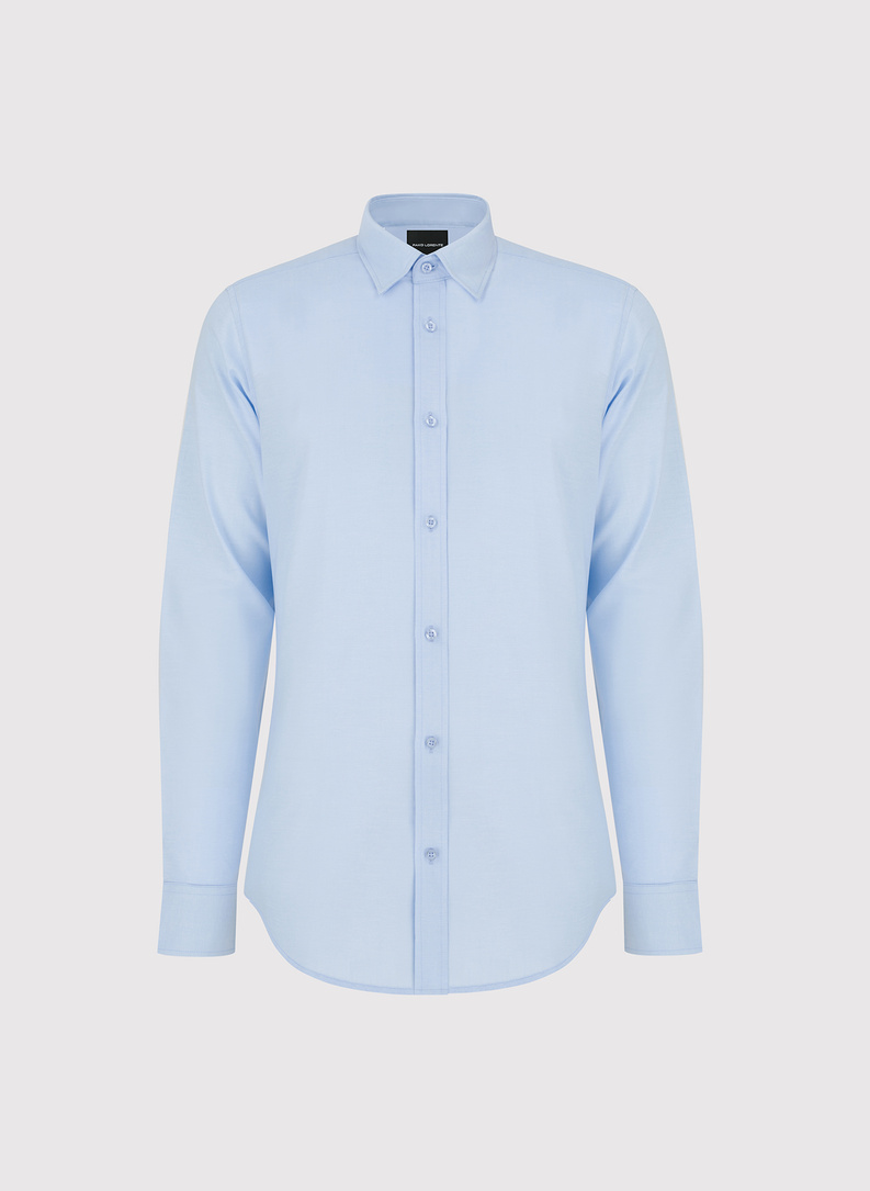 Mėlyni medvilniniai vyriški marškiniai