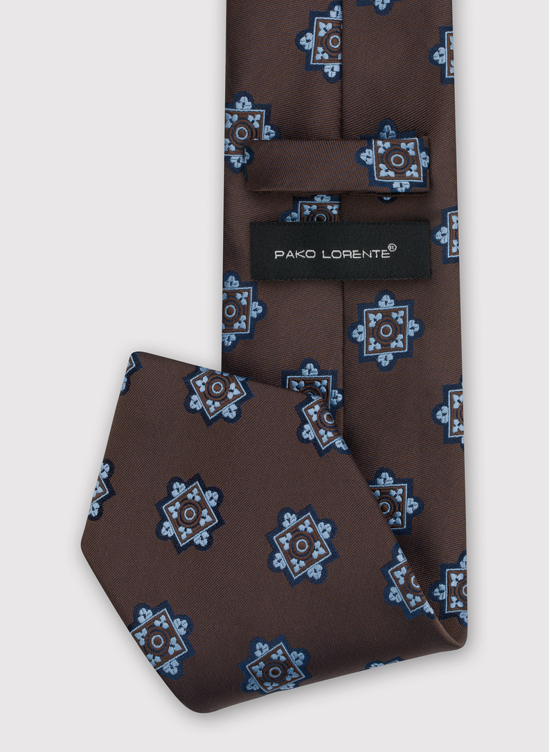 Bronzinis vyriškas kaklaraištis geometriniu raštu