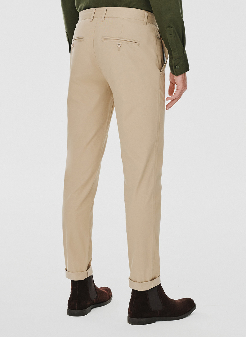 Smėlio spalvos vyriškos kelnės be raštų