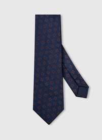 Tamsiai mėlynas vyriškas kaklaraištis smulkiu raštu