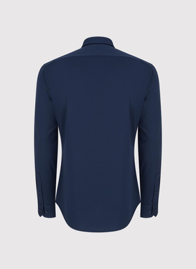 Tamsiai mėlyni marškiniai su medvilne