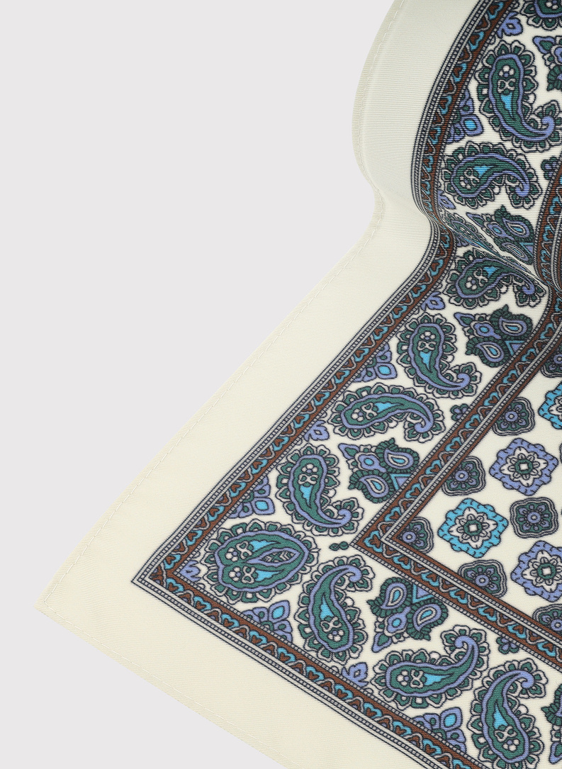 Smėlinė kišeninė nosinaitė geometriniu raštu