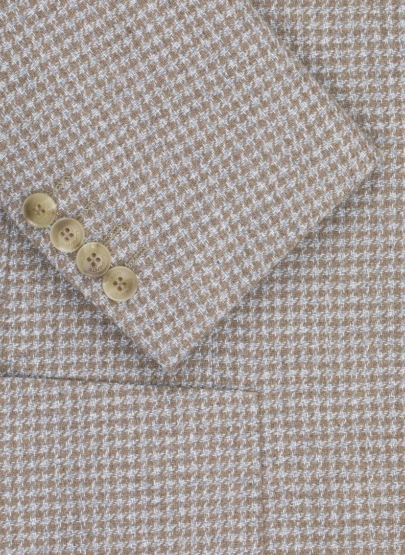 Šviesiai rudas švarkas smulkiais langeliais