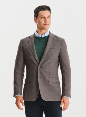 Vilnonis švarkas smulkiais langeliais