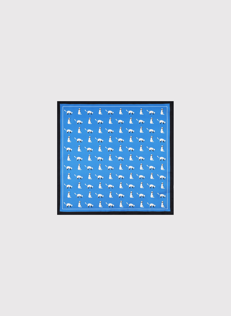 Mėlyna kišeninė nosinaitė su kačiukais