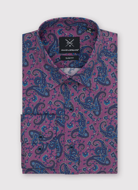 Violetiniai marškiniai peislio raštu