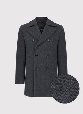 Pilkas dvieilis lietpaltis su vilna