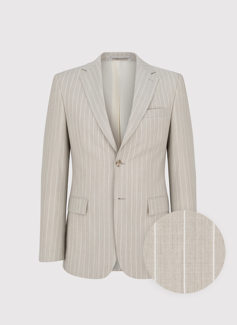  Smėlio spalvos dryžuotas kostiumas