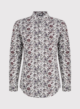 Balti vyriški marškiniai botaniniu raštu