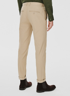 Smėlio spalvos vyriškos kelnės be raštų