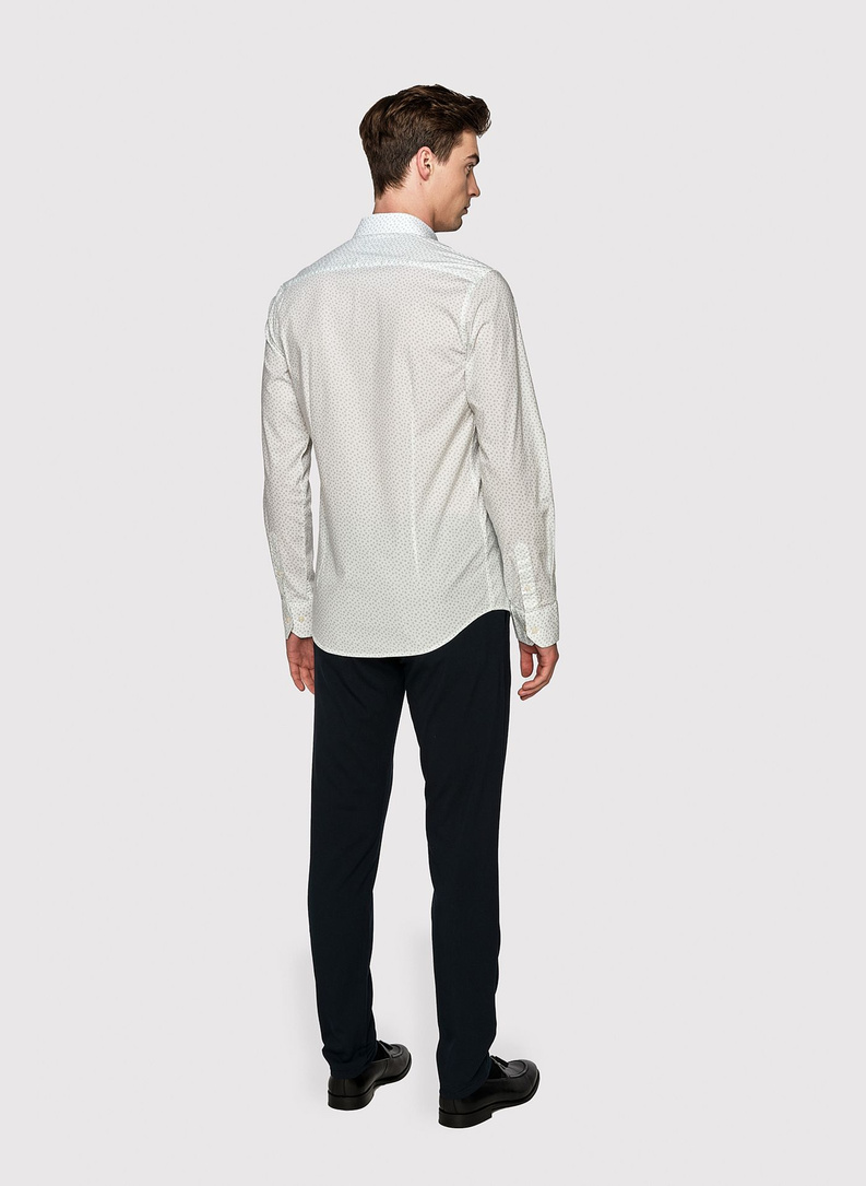 Balti vyriški marškiniai žaliu mikroraštu