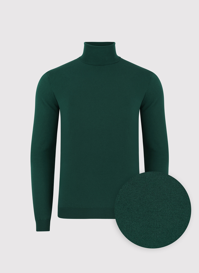 Tamsiai žalias vyriškas golfas be raštų