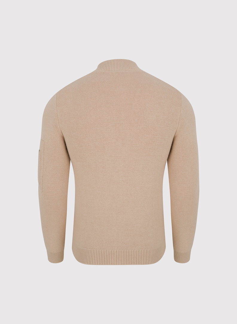 Smėlinės spalvos sagstomas kardiganas