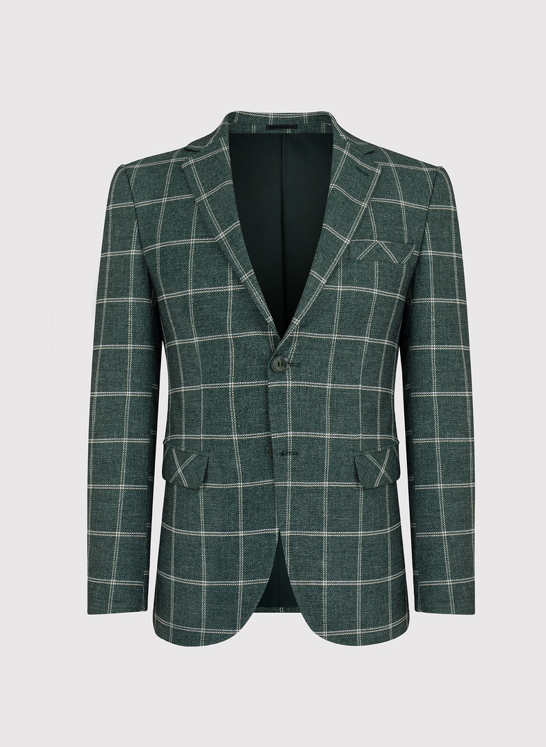 Žalias languotas vyriškas švarkas