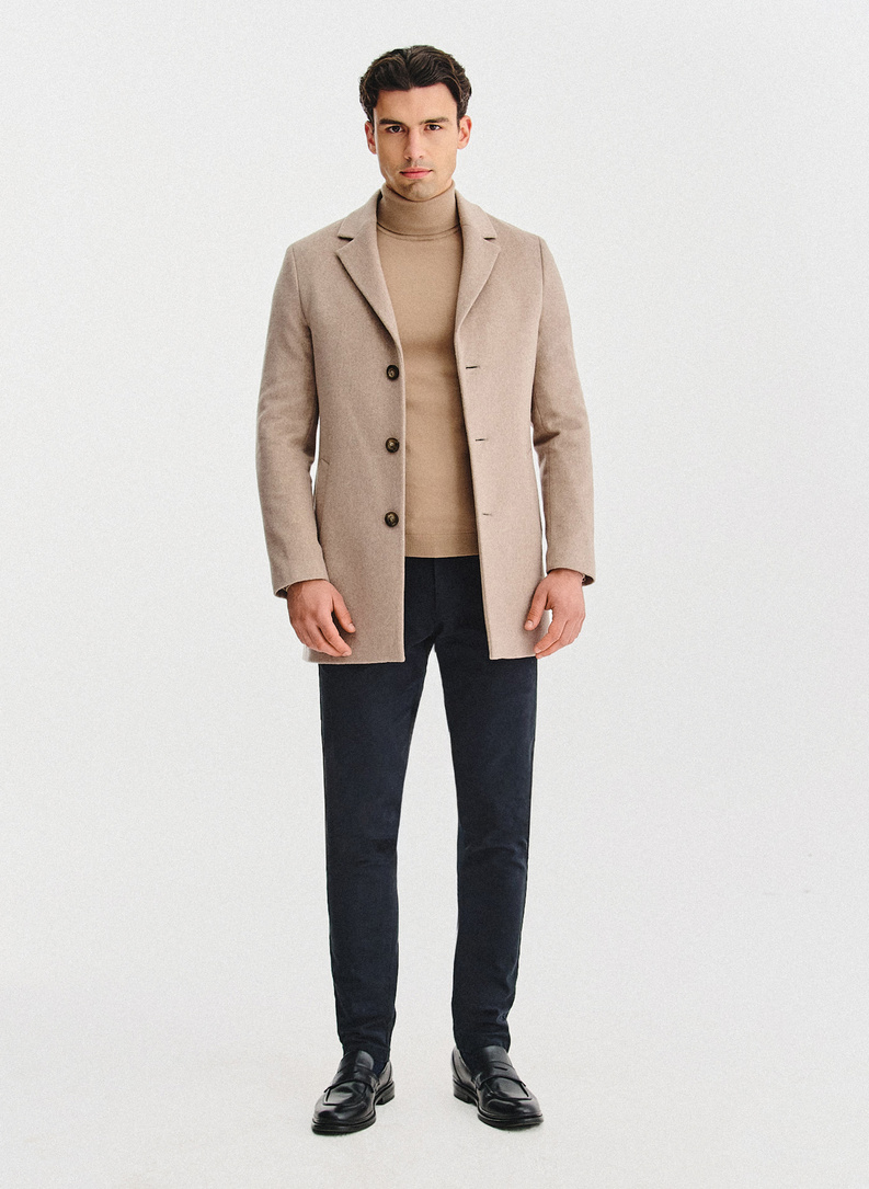 Smėlinis vyriškas lietpaltis su vilna