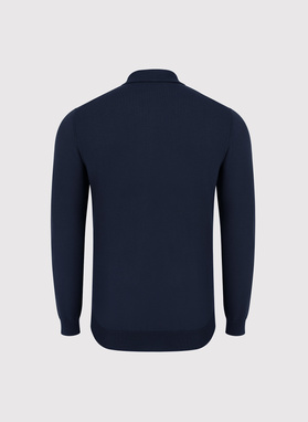 Tamsiai mėlynas polo megztinis