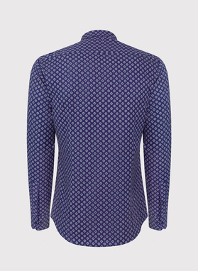 Tamsiai mėlyni vyriški marškiniai gėlytėmis