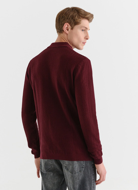 Vyšninės spalvos vilnonis polo megztinis