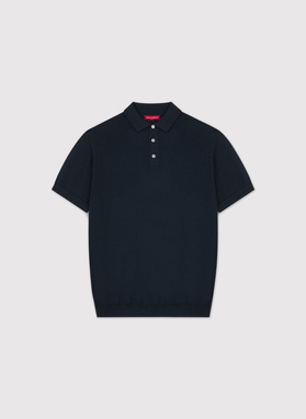 Tamsiai mėlynas polo megztinis