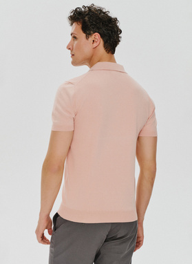 Rožiniai trikotažiniai polo T marškinėliai