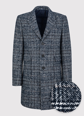 Tamsiai mėlynas languotas vyriškas lietpaltis