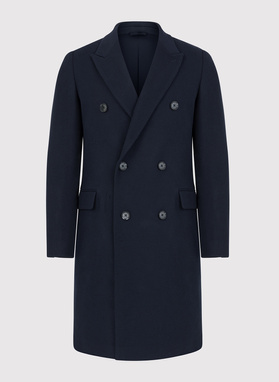 Tamsiai mėlynos spalvos dvieilis vyriškas lietpaltis