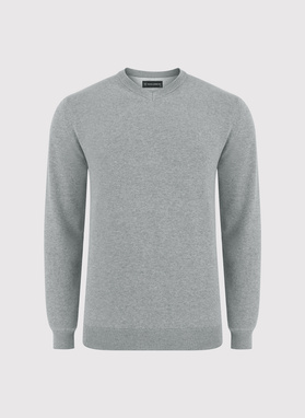 Šviesiai pilkas vyriškas megztinis V apykakle