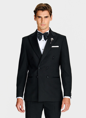 Vilnonis juodas smokingo švarkas