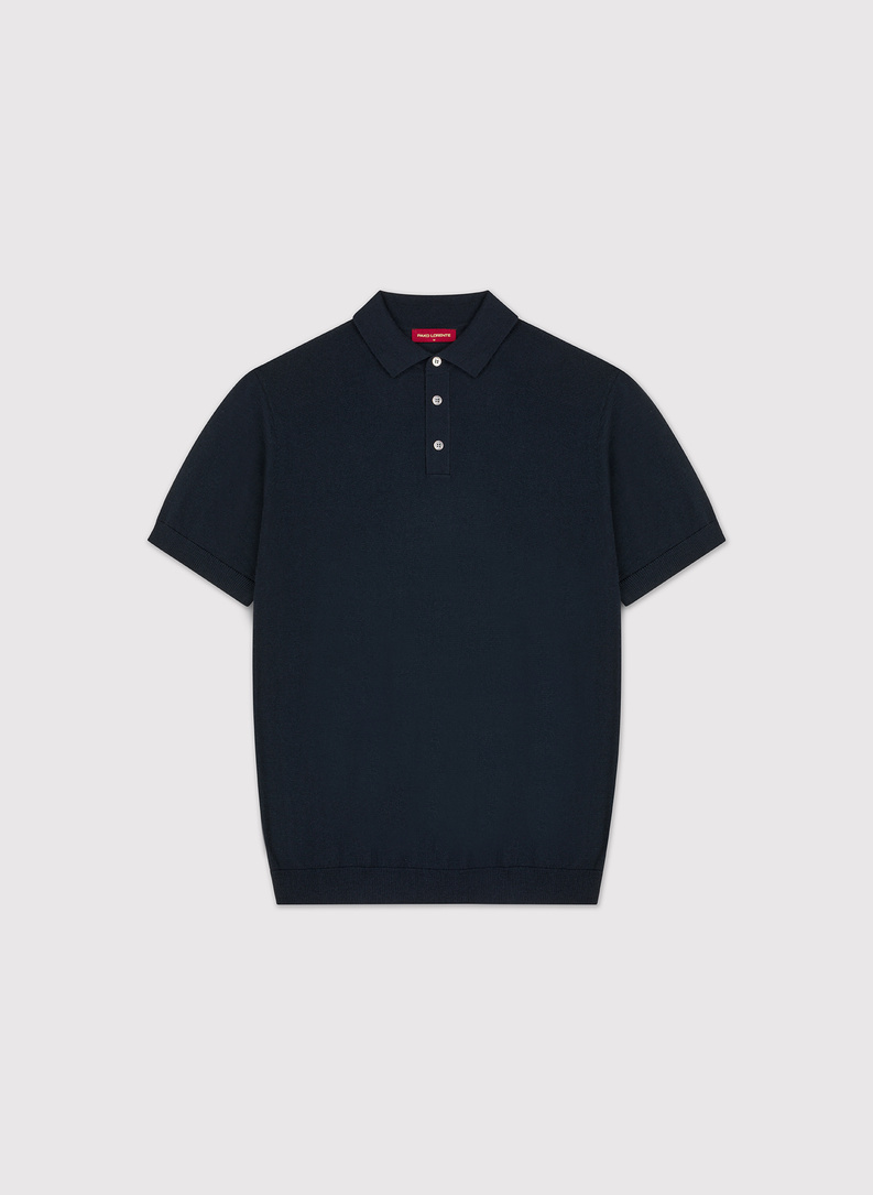 Tamsiai mėlynas polo megztinis