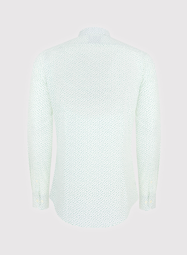 Balti vyriški marškiniai žaliu mikroraštu