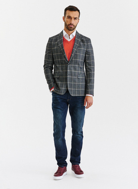 Pilkas languotas vyriškas švarkas