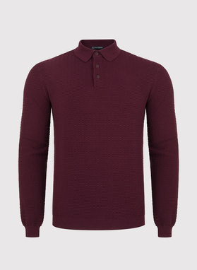 Vyšninės spalvos vilnonis polo megztinis