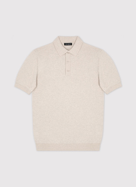 Smėliniai trikotažiniai polo T marškinėliai