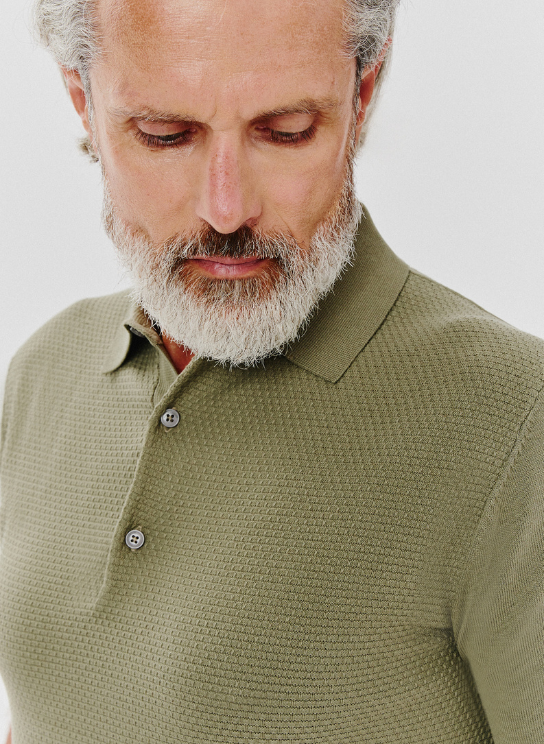 Vaflinio pynimo žali polo T marškinėliai