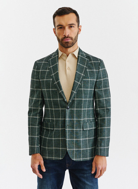 Žalias languotas vyriškas švarkas