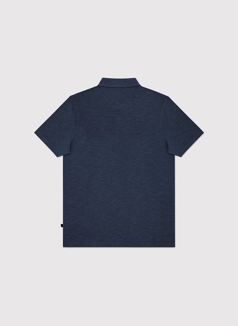 Tamsiai mėlyni medvilniniai polo marškinėliai