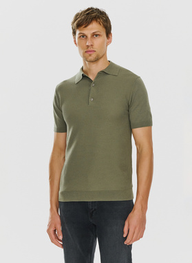 Vaflinio pynimo žali polo T marškinėliai