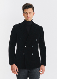 Juodas dvieilis vyriškas švarkas