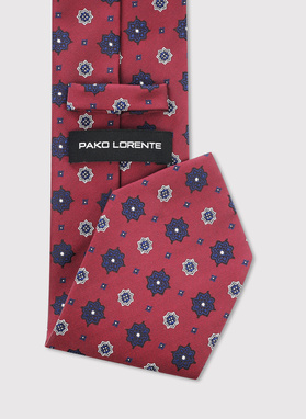 Tamsiai raudonas gėlėtas kaklaraištis