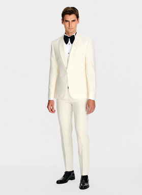 Smėlio spalvos vilnonis smokingo švarkas