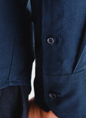 Tamsiai mėlyni medvilniniai vyriški marškiniai