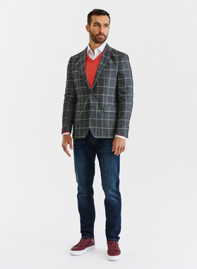 Pilkas languotas vyriškas švarkas